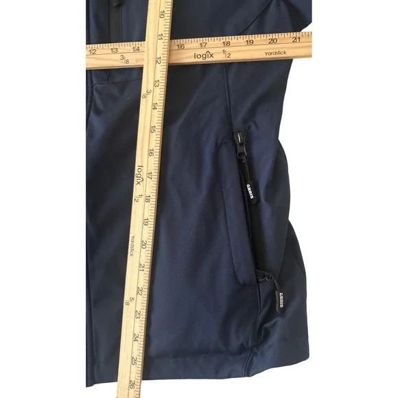 ARRIS Women L Heated Navy Blue‎ Hooded Zip Up Ski Snow Jacket Outerwear